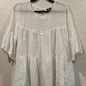 XL Bobeau Sheer tierd top, Cream